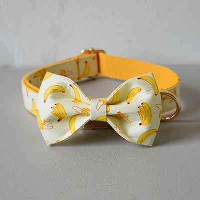 No Drama Banana Bowtie Collar and Leash Set Bow Collar S