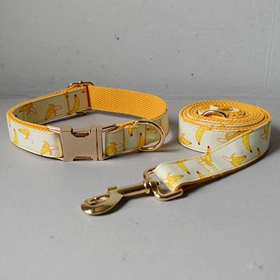 No Drama Banana Bowtie Collar and Leash Set Collar Leash Set S