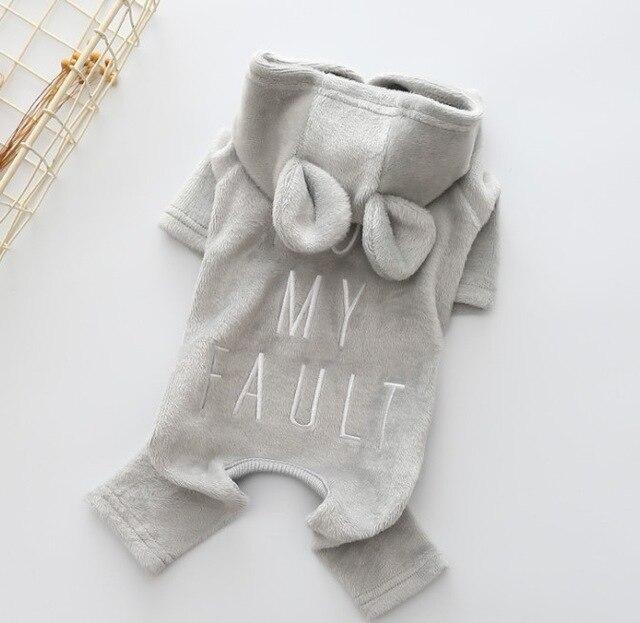 Not My fault Dog Onesie Grey With Ears Size 2 (SM)