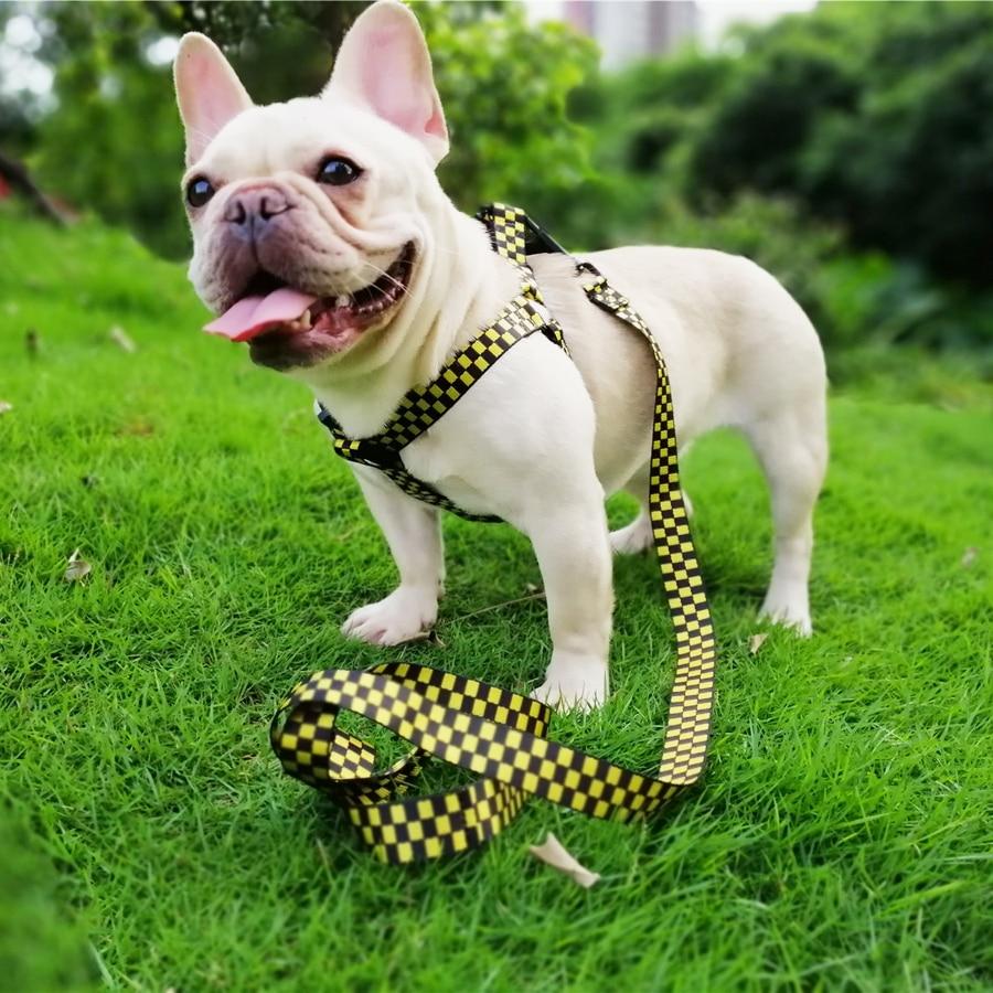 Plaid Dog Harness Yellow harness XS