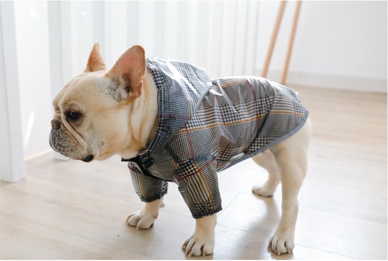 Plaid Frenchie Hooded Raincoat XS