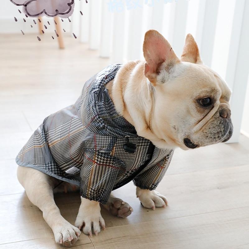 Plaid Frenchie Hooded Raincoat XS