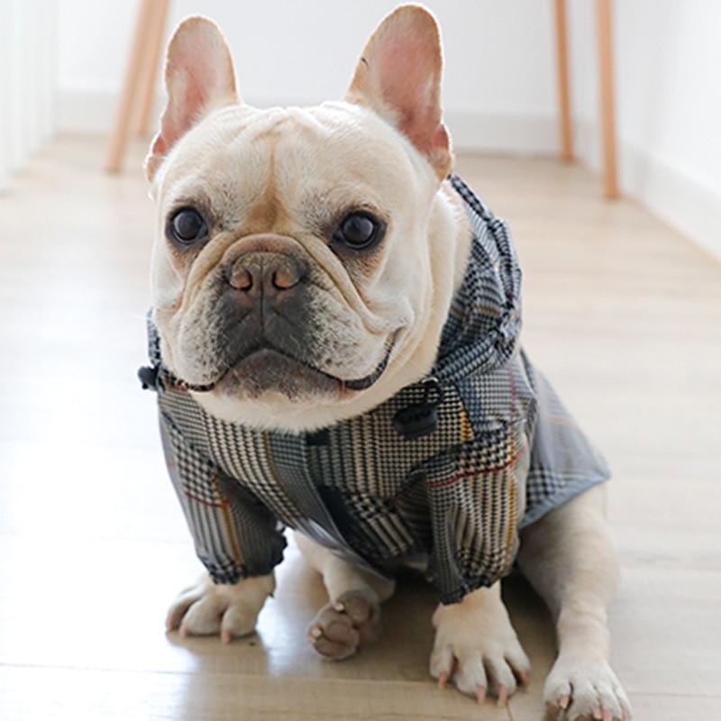 Plaid Frenchie Hooded Raincoat XS