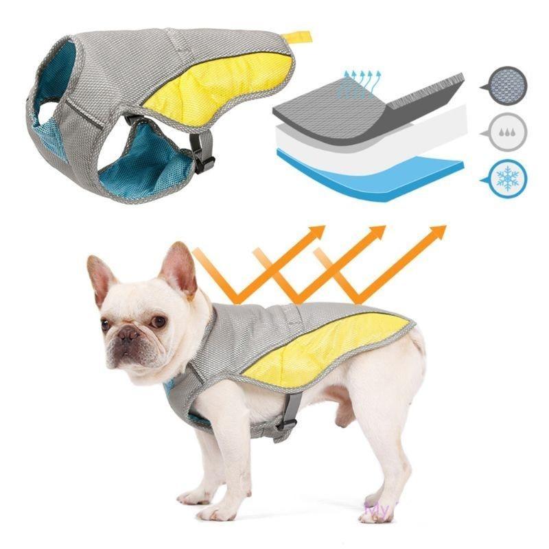 Reflective Cooling Dog Vest Gray yellow XS