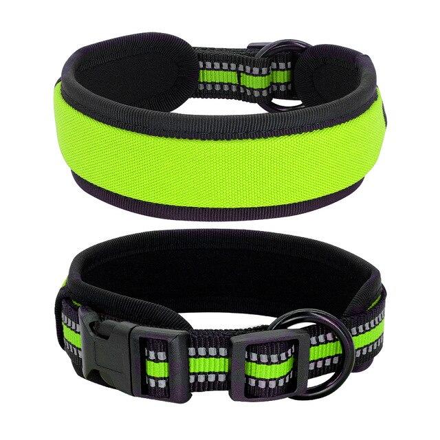 Reflective French Bulldog Collar Green L