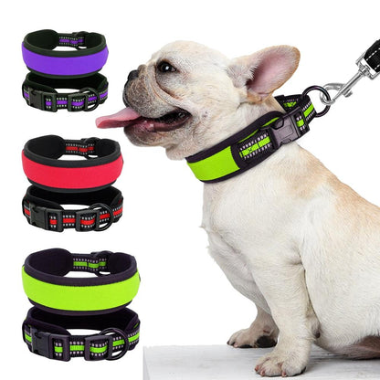 Reflective French Bulldog Collar Green S