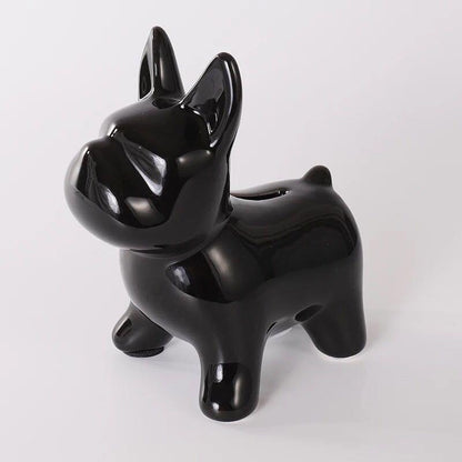 Shiny Bulldog Ceramic Piggy Bank Black