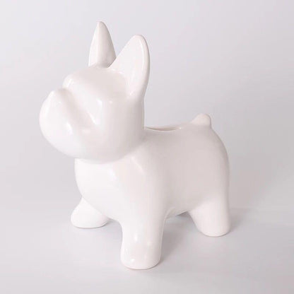 Shiny Bulldog Ceramic Piggy Bank White