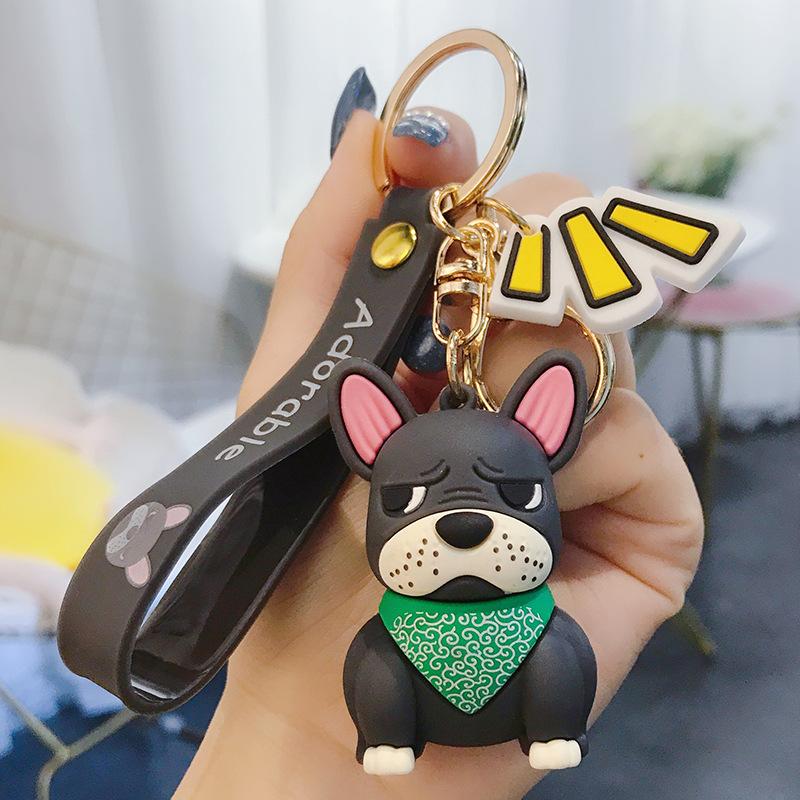 Sleepy French Bulldog Keychain Grey