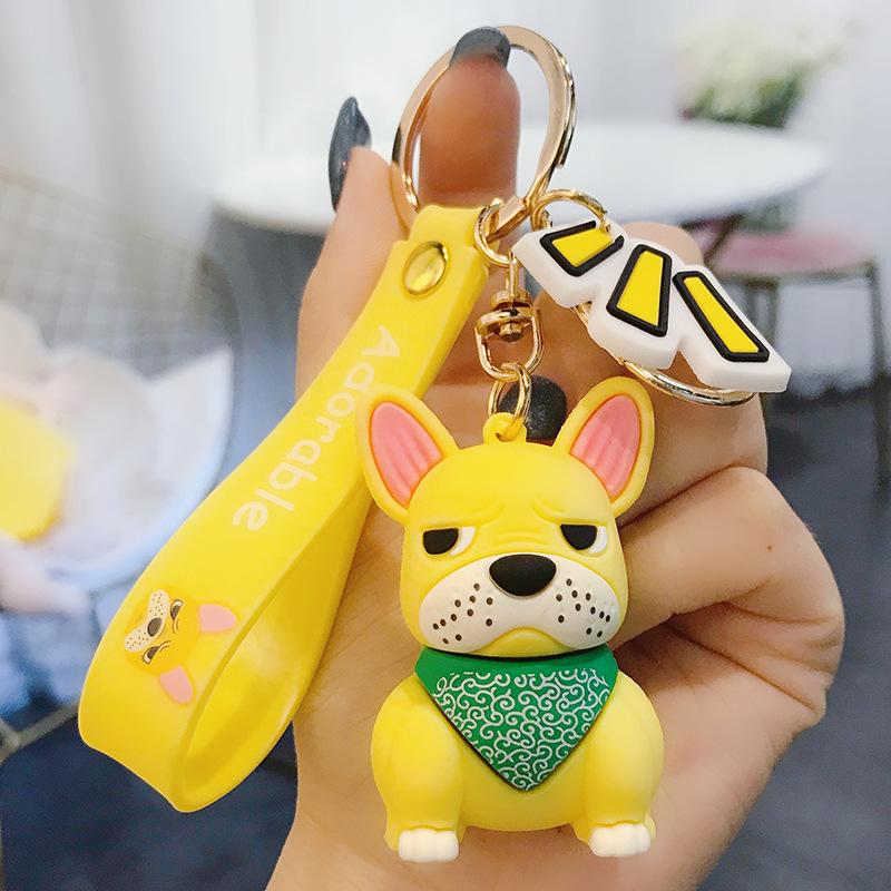 Sleepy French Bulldog Keychain Yellow