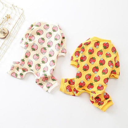 Strawberry Printed Onesie Yellow XS