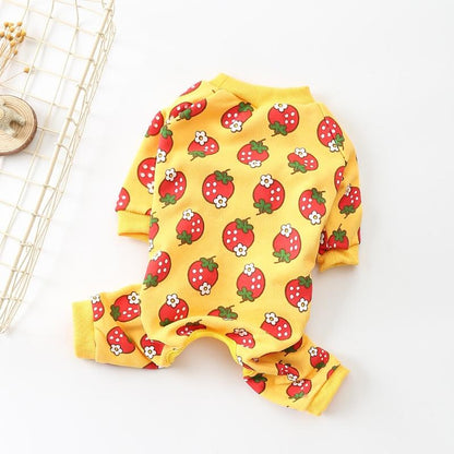 Strawberry Printed Onesie Yellow XS