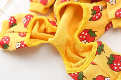 Strawberry Printed Onesie Yellow XS