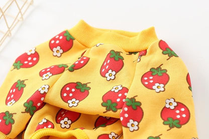 Strawberry Printed Onesie Yellow XS