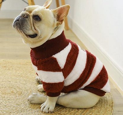 Striped Turtleneck Dog Sweater Red S