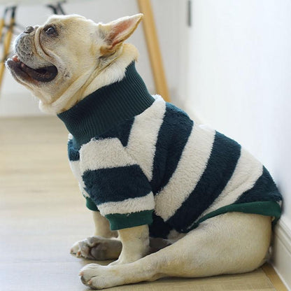 Striped Turtleneck Dog Sweater Pink S