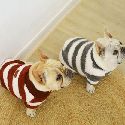 Striped Turtleneck Dog Sweater Pink S