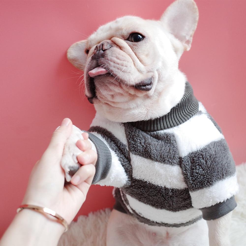 Striped Turtleneck Dog Sweater Pink S