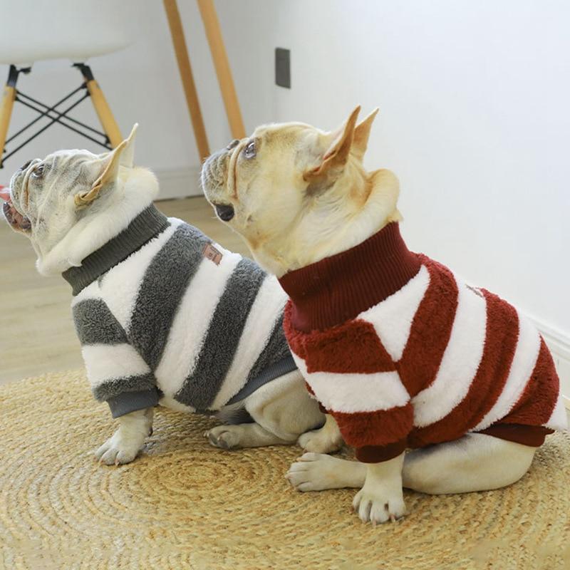 Striped Turtleneck Dog Sweater Pink S