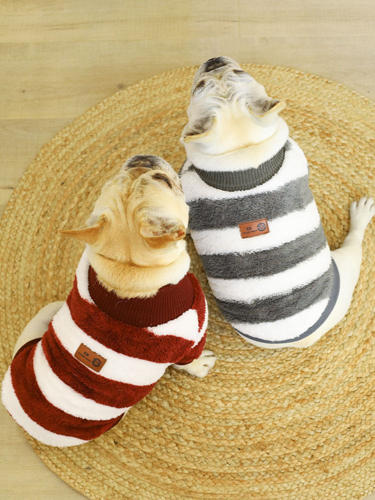 Striped Turtleneck Dog Sweater Pink S