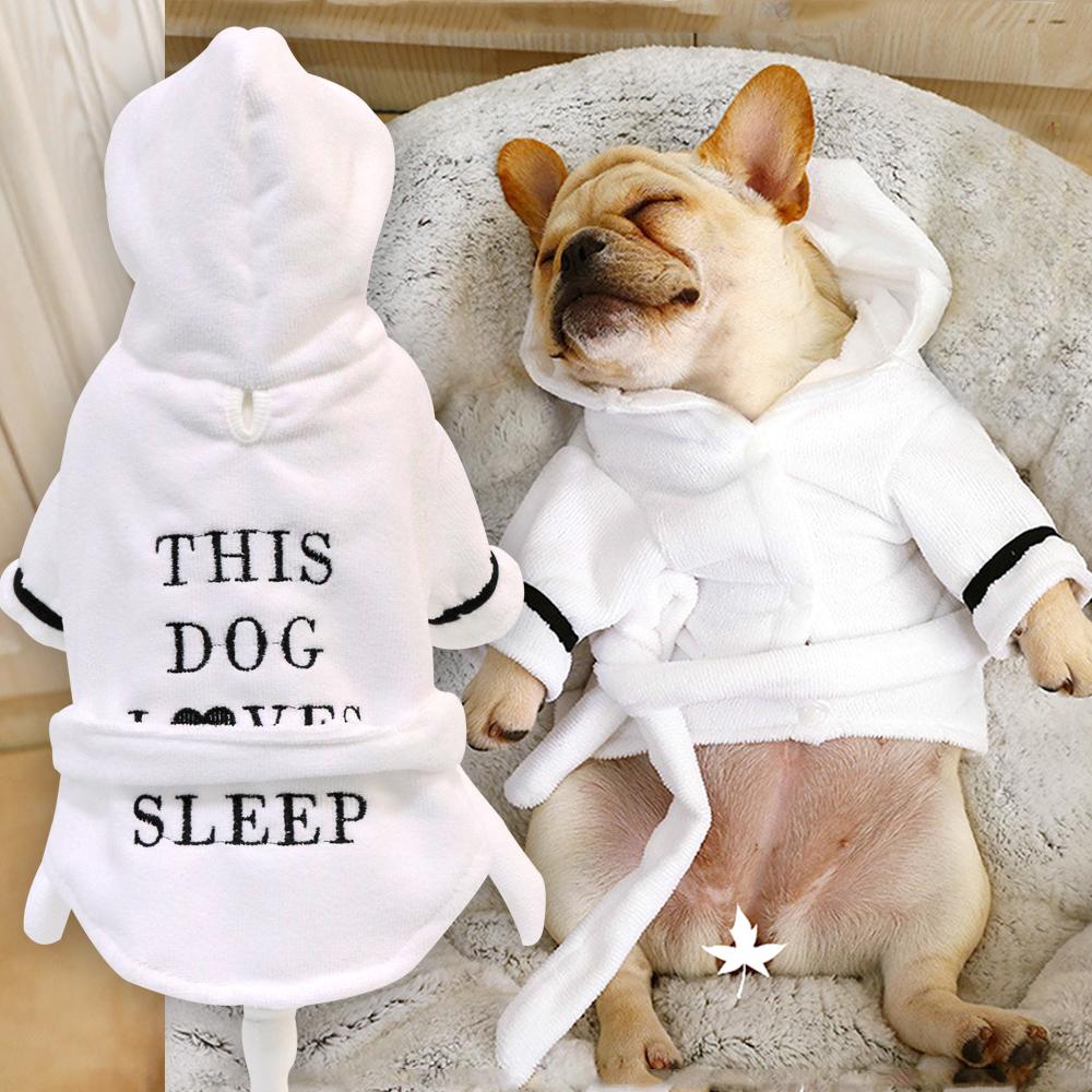 This Dog Loves Sleep Robe White L