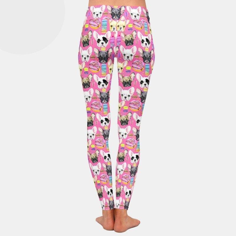 Women's Frenchie-Candy Print High-Waist Leggings M-S-L