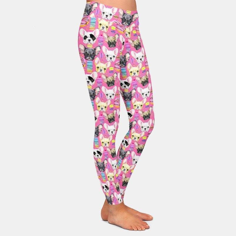 Women's Frenchie-Candy Print High-Waist Leggings M-S-L