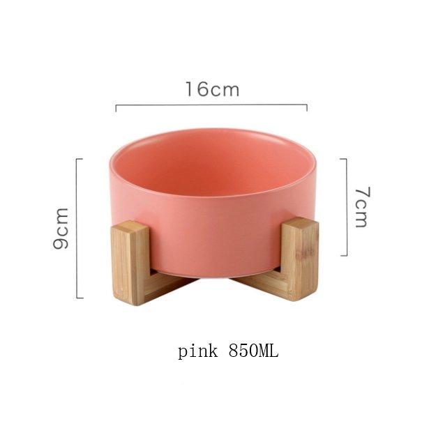 Wooden Base Food Bowl Pink