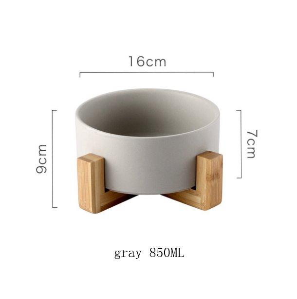 Wooden Base Food Bowl Gray