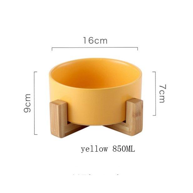 Wooden Base Food Bowl yellow