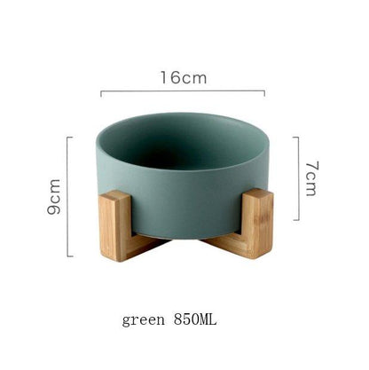 Wooden Base Food Bowl green